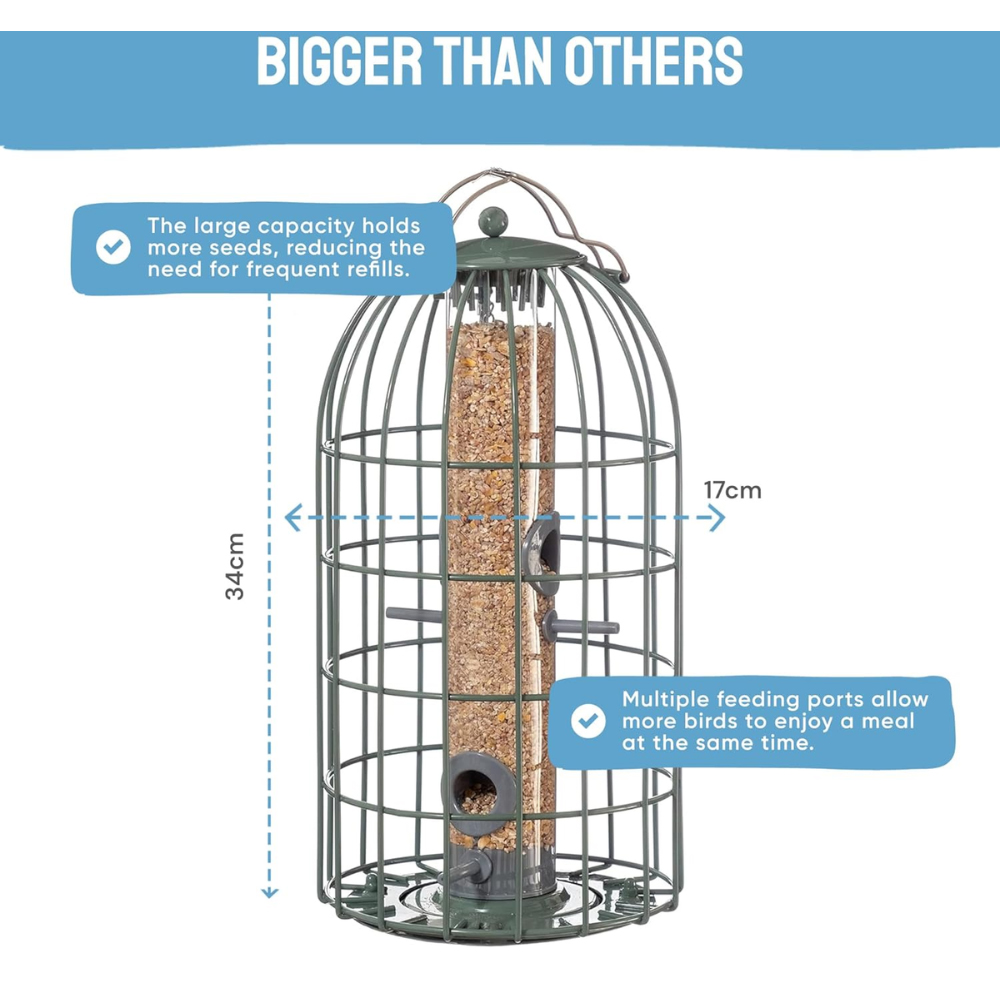 Happy Beaks The Nuttery Ocean Green Squirrel-Proof Original Seed Feeder Image 6