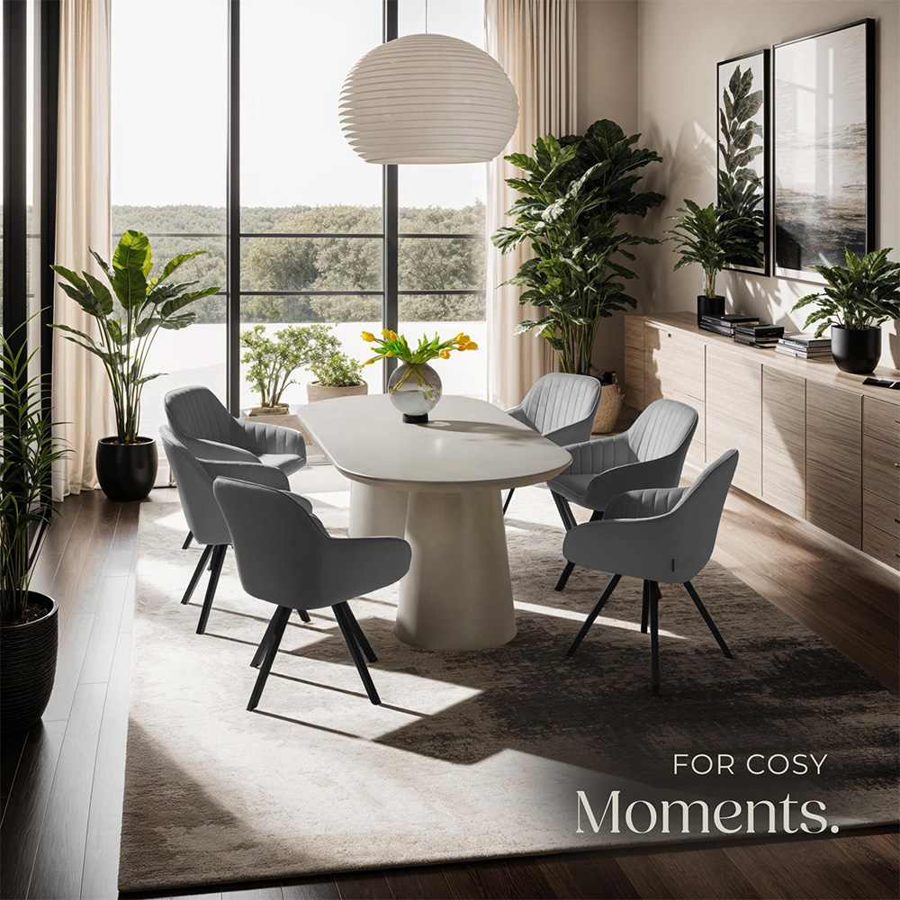 tectake Grey Velvet Swivel Armchair Image 4