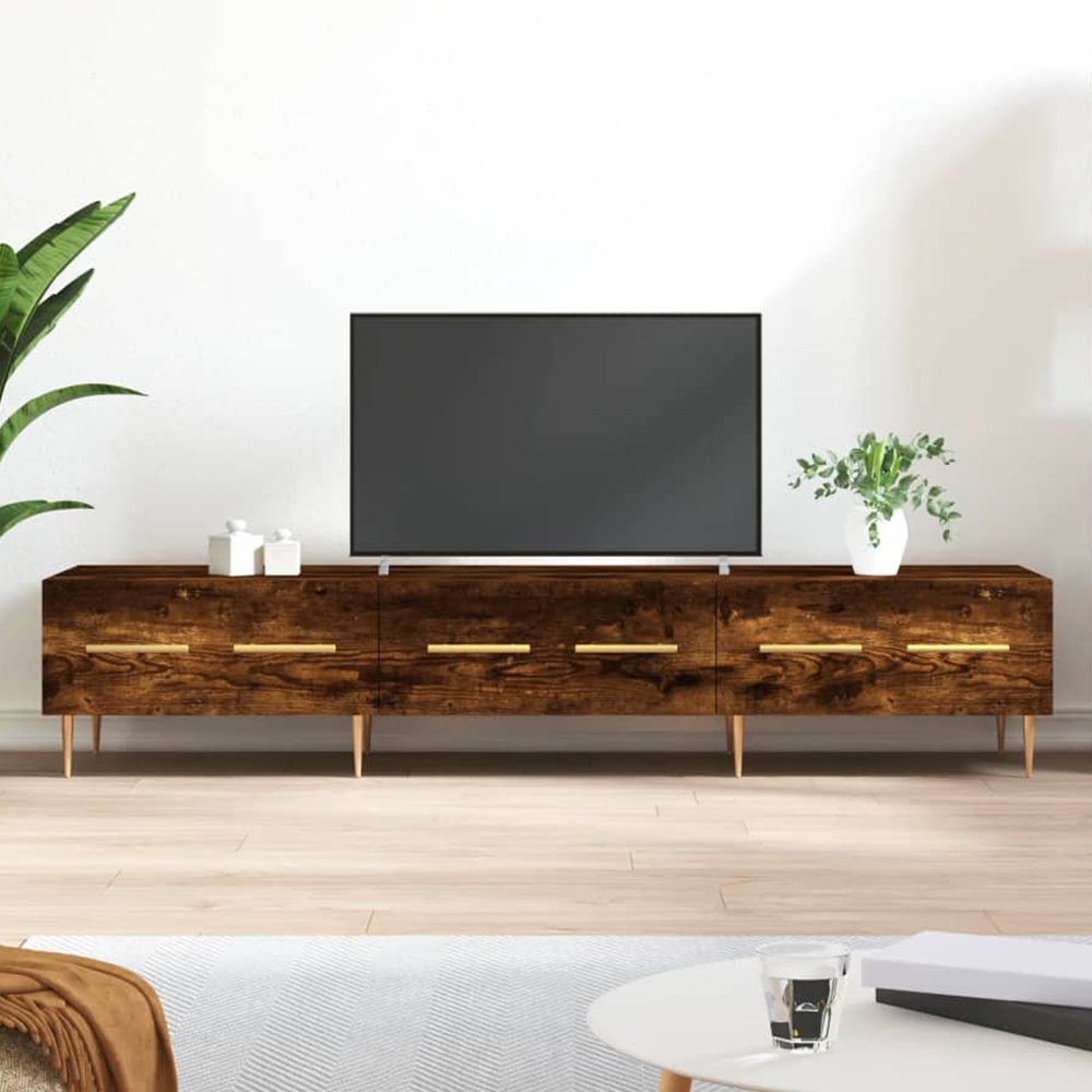 vidaXL 3 Drawer Smoked Oak TV Cabinet Image 1