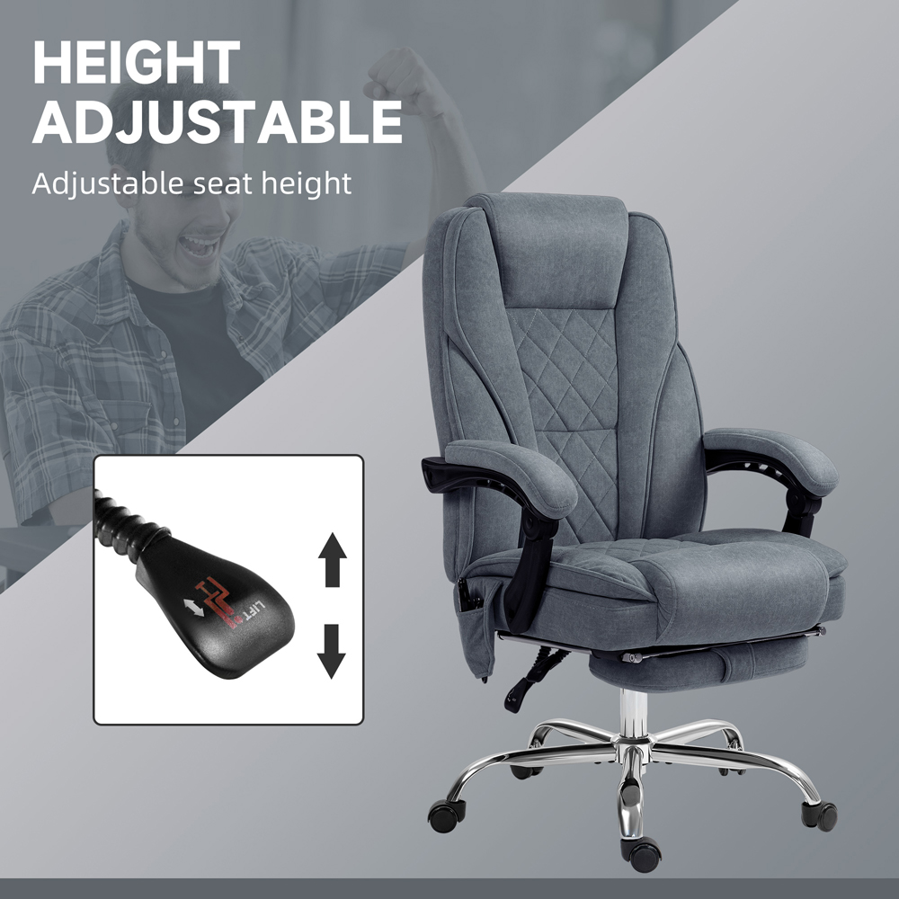 Vinsetto Dark Grey Heated Reclining Massage Office Chair Image 5
