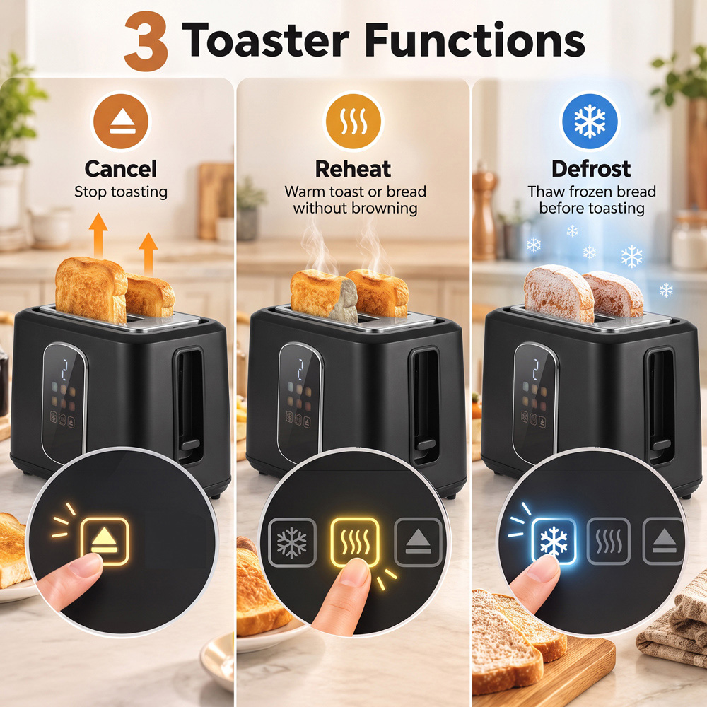 HOMCOM 800-356V70BK Black 1.5L Kettle and 2 Slice Toaster Set Image 6