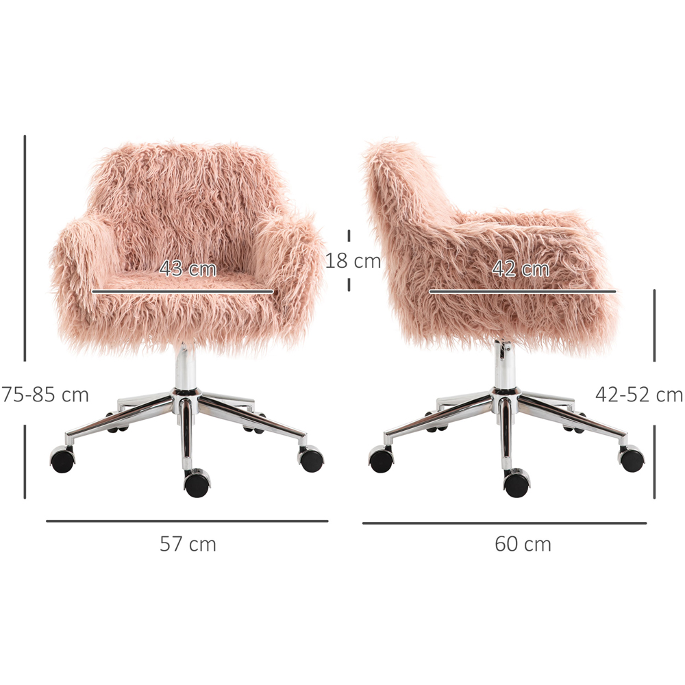 Portland Pink Faux Fur Height Adjustable Swivel Vanity Chair Image 9