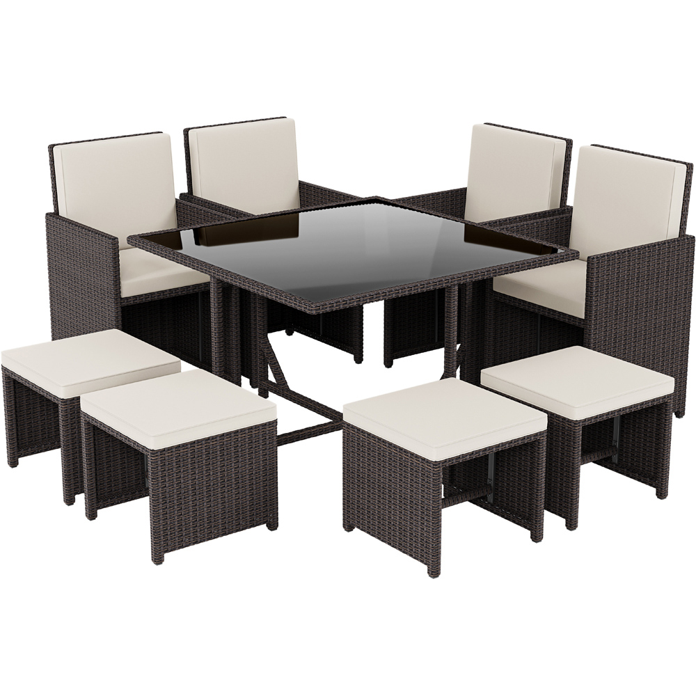 GARDEN VIDA Cuba 8 Seater Brown PE Rattan Garden Dining Set with Cover Image 2