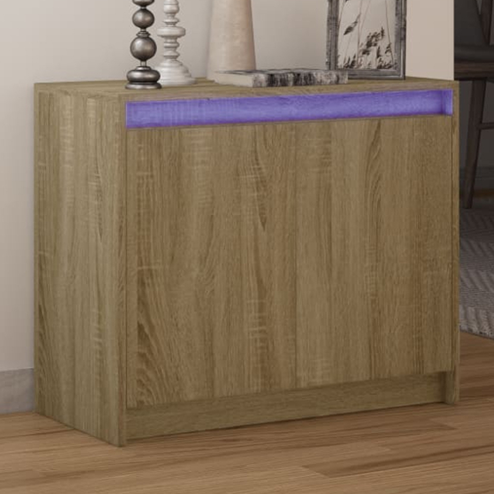 vidaXL 2 Door Sonoma Oak Sideboard with RGB LED Lights Image 1
