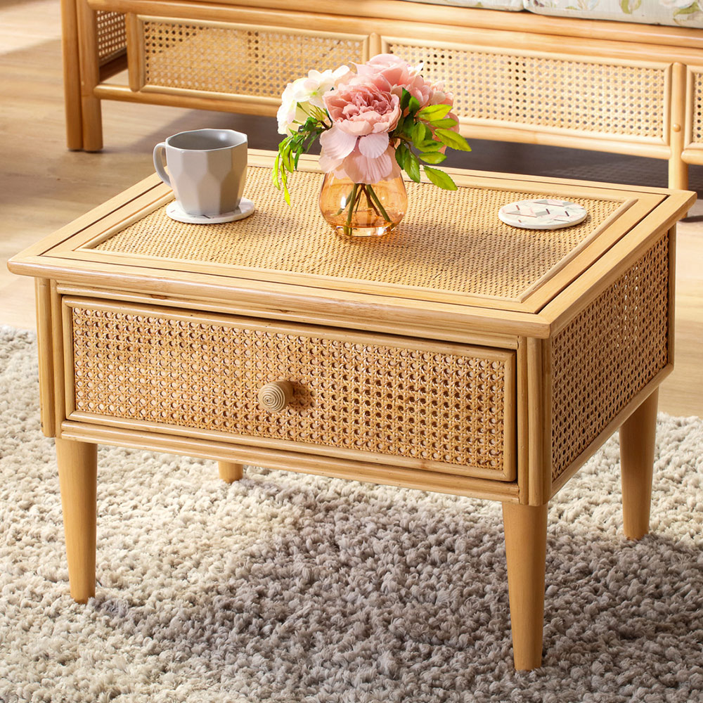 Desser Chester Single Drawer Natural Rattan Coffee Table Image 1