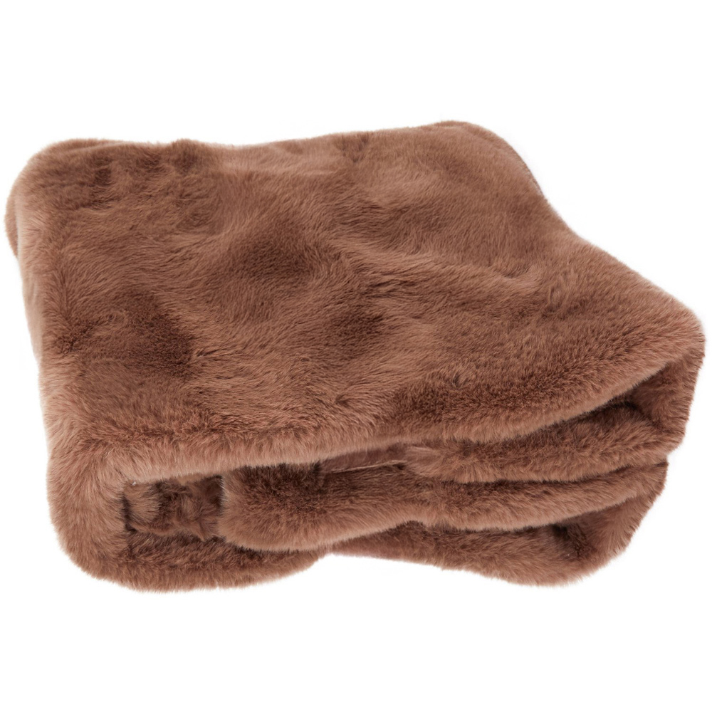 Rabbit Faux Fur Throw - Mocha / Medium Image 4