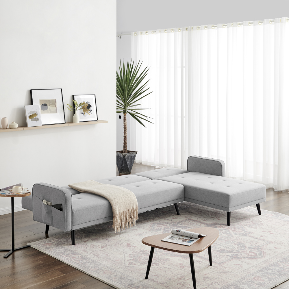 Furniturebox Oliver 3 Seater Grey Left Hand Sofa Bed Image 5