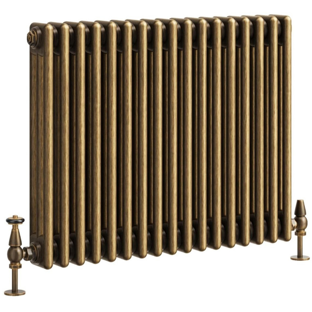 Go Bathrooms Clarence Antique Brass 3 Column 17 Section Radiator 600 x 785mm Image 1