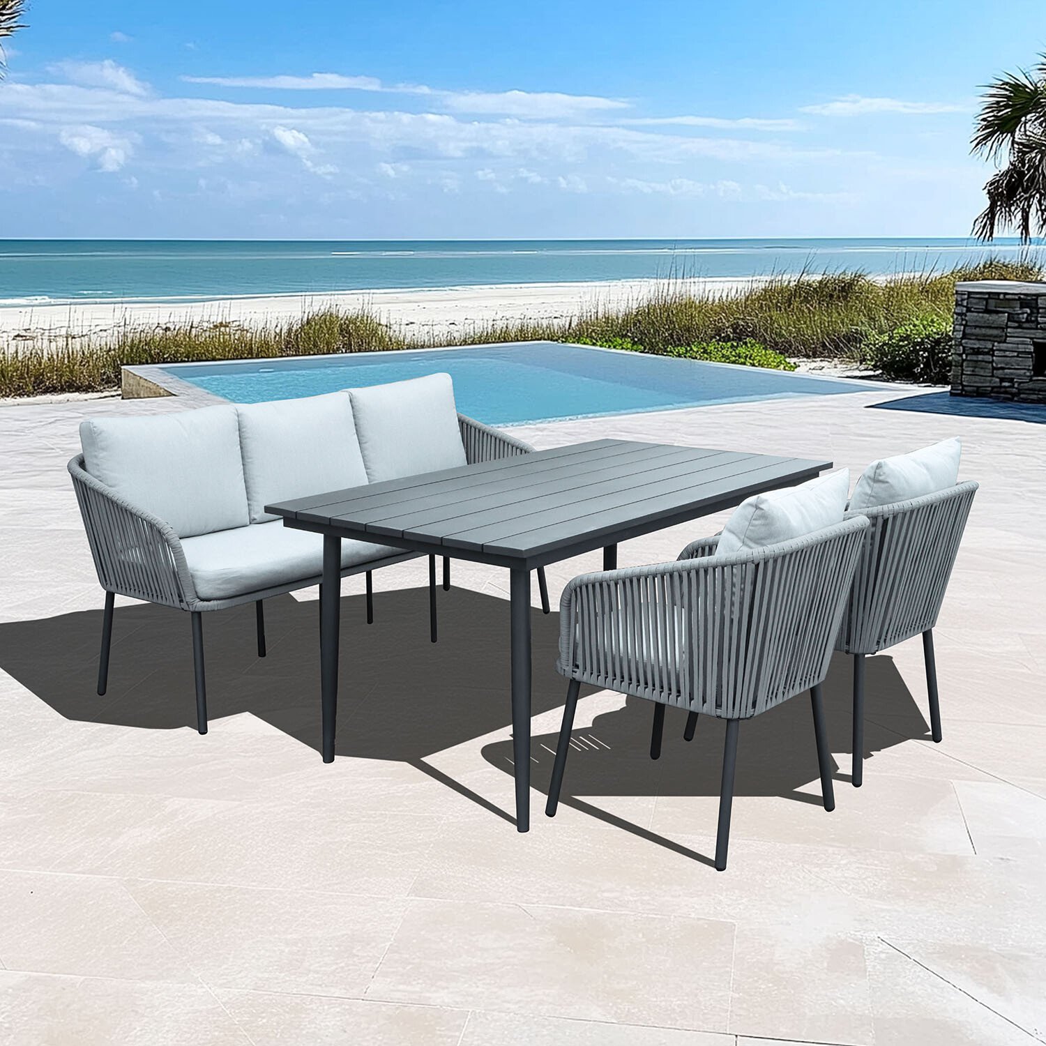 4 Piece Bella Dining Set - Grey Image 1