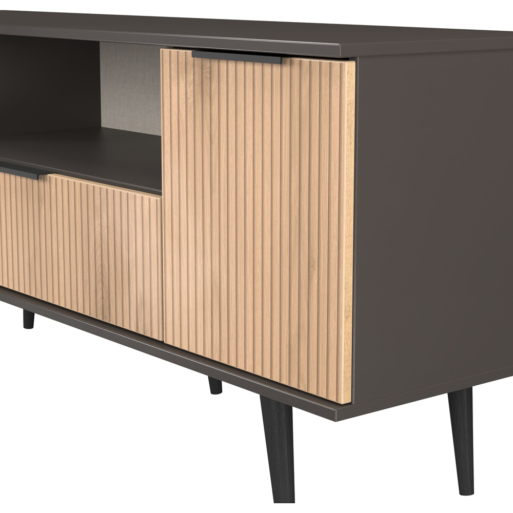 Crowndale Hong Kong 2 Door Single Drawer Slatt Effect and Graphite Wide TV Unit Ready Assembled Image 5