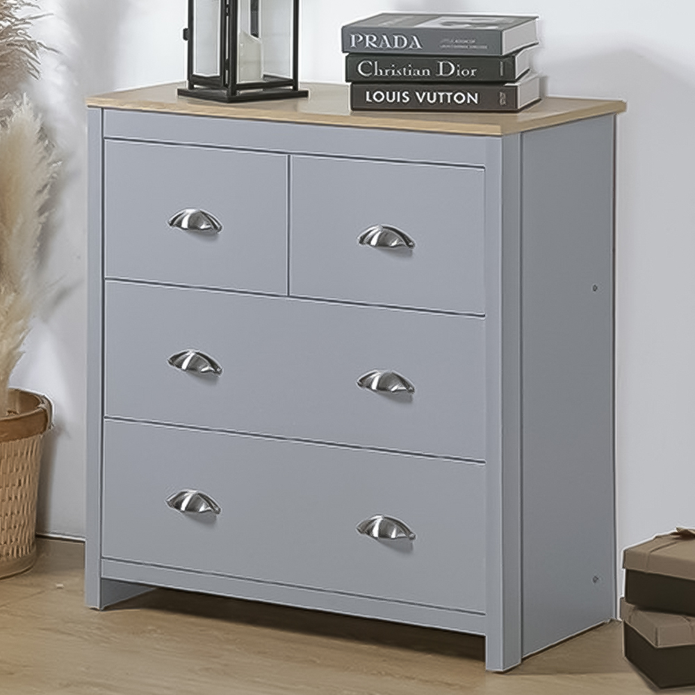 Brooklyn 4 Drawer Grey Wooden Chest Of Drawers Image 1