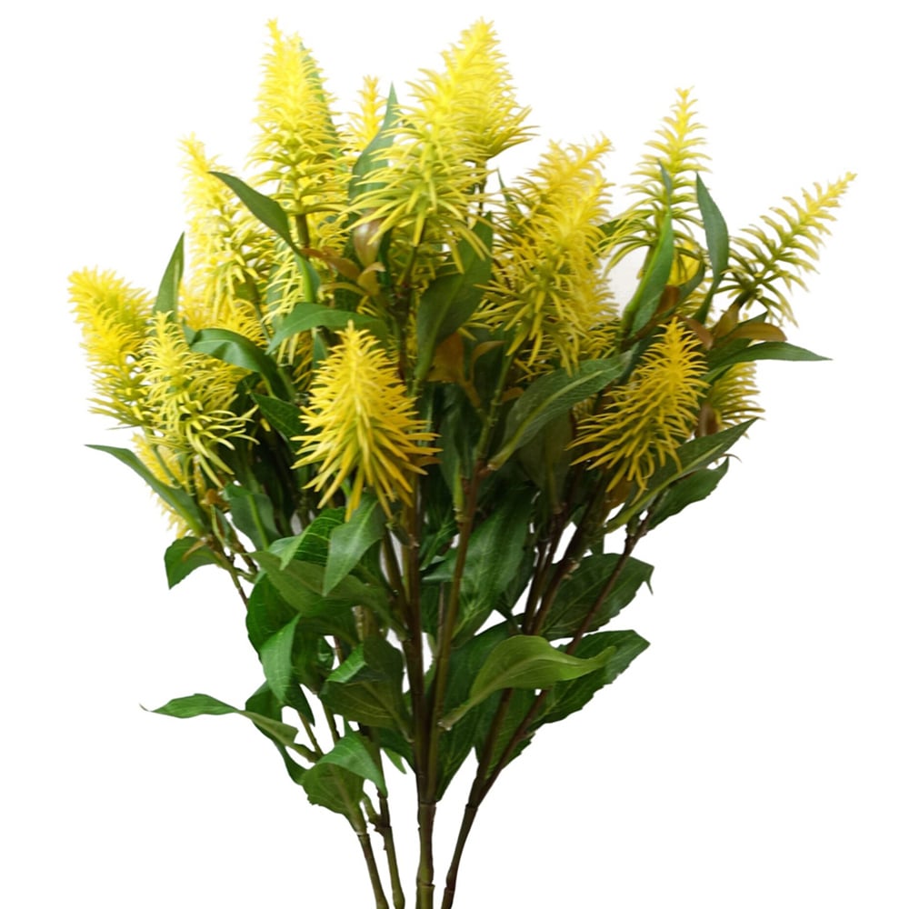 Leaf Yellow Callistemon Pallidus Bottle Brush Single Stem Artificial Flower 6 pack Image 1
