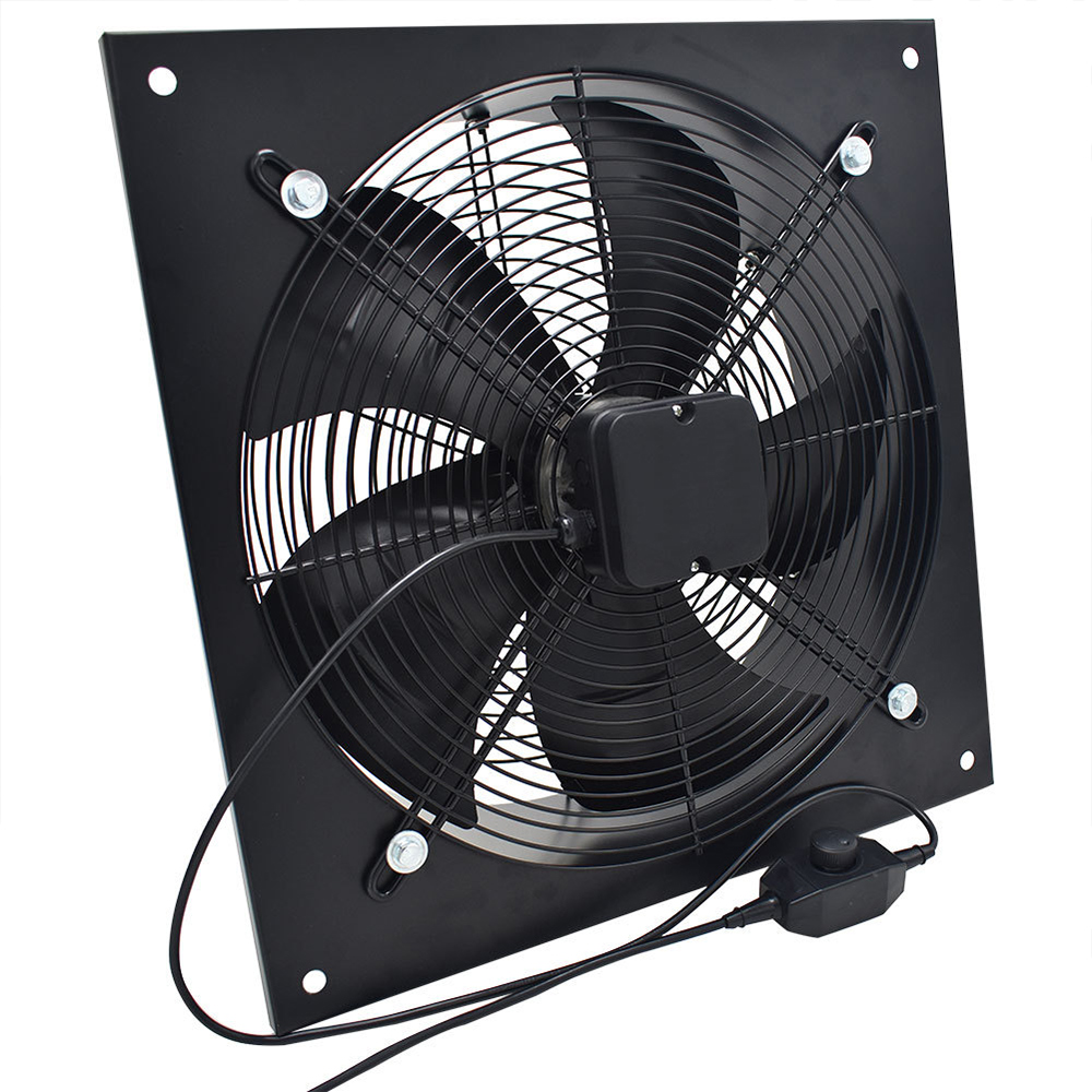 Living and Home Black Wall Mounted Exhaust Axial Fan with Speed Control 10 inch Image 3