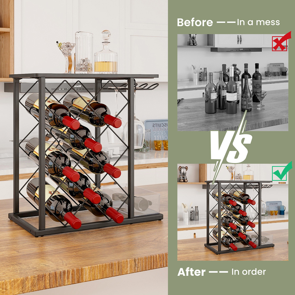 Costway 8 Bottle Countertop Wine Rack with Storage Image 6