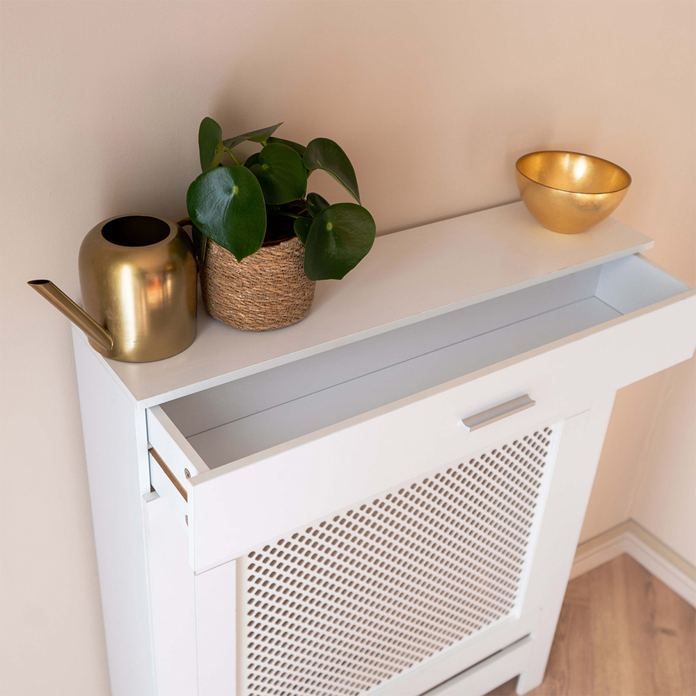 Portland Single Drawer White Radiator Cover Small Image 3