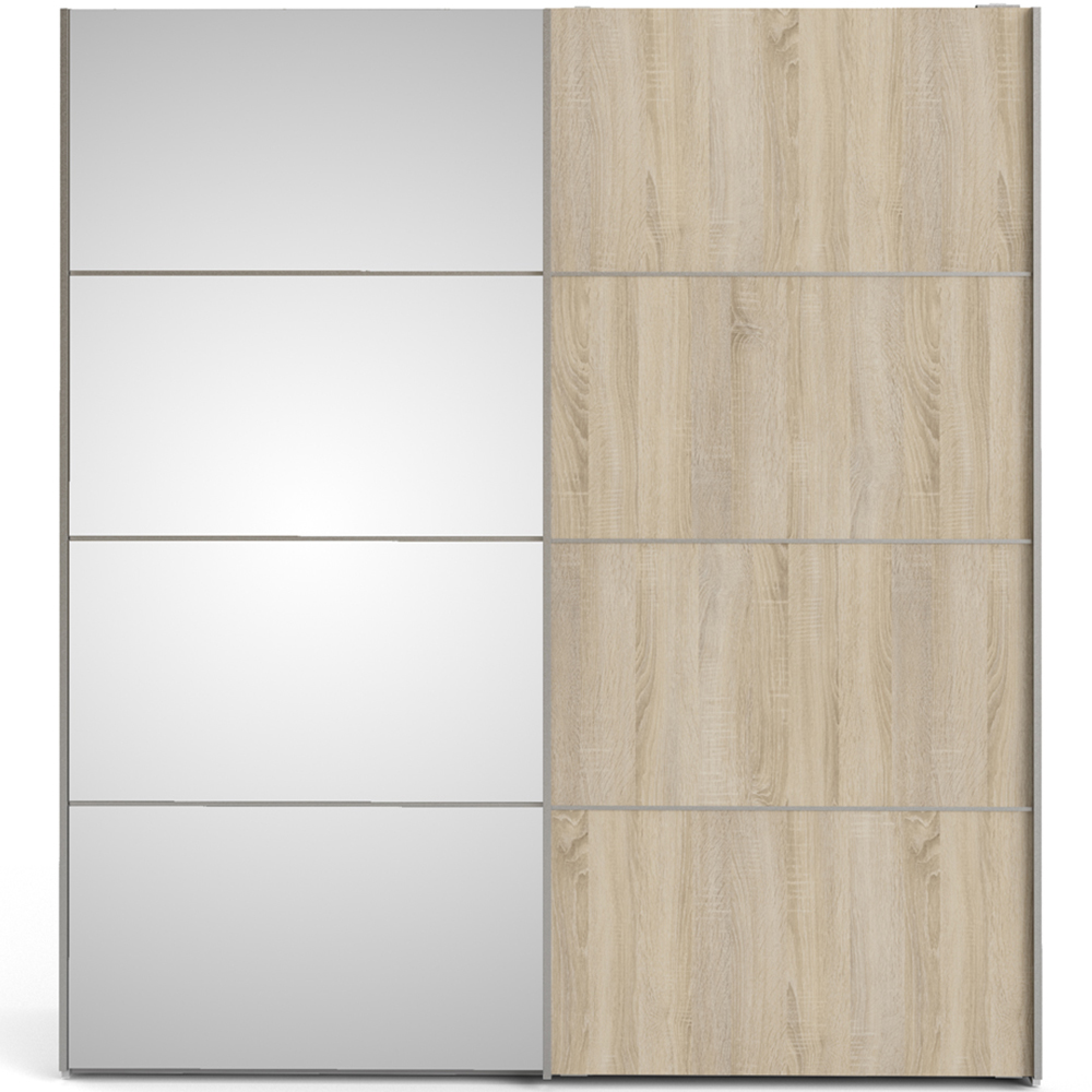 Verona 2 Door 2 Shelf White and Oak Mirrored Sliding Wardrobe Image 3