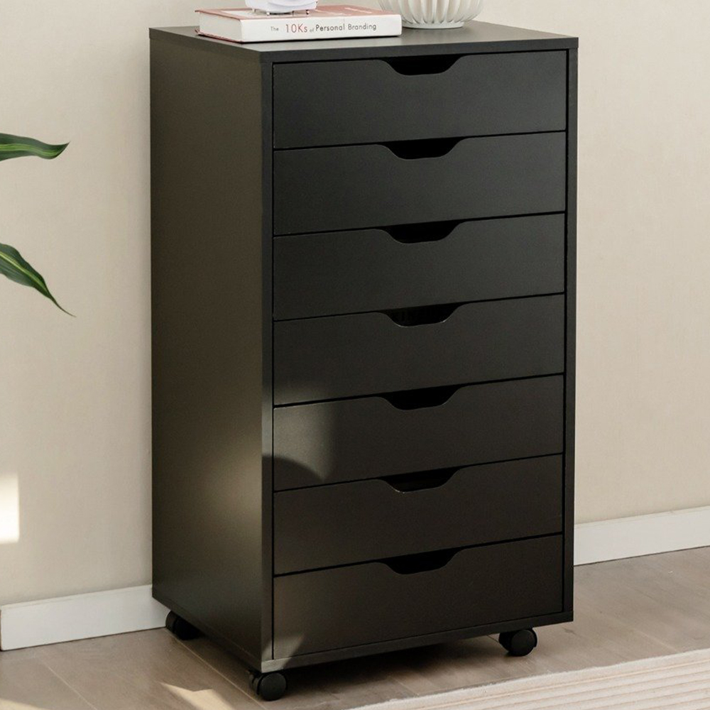 Costway 7 Drawer Black Mobile File Cabinet Image 1