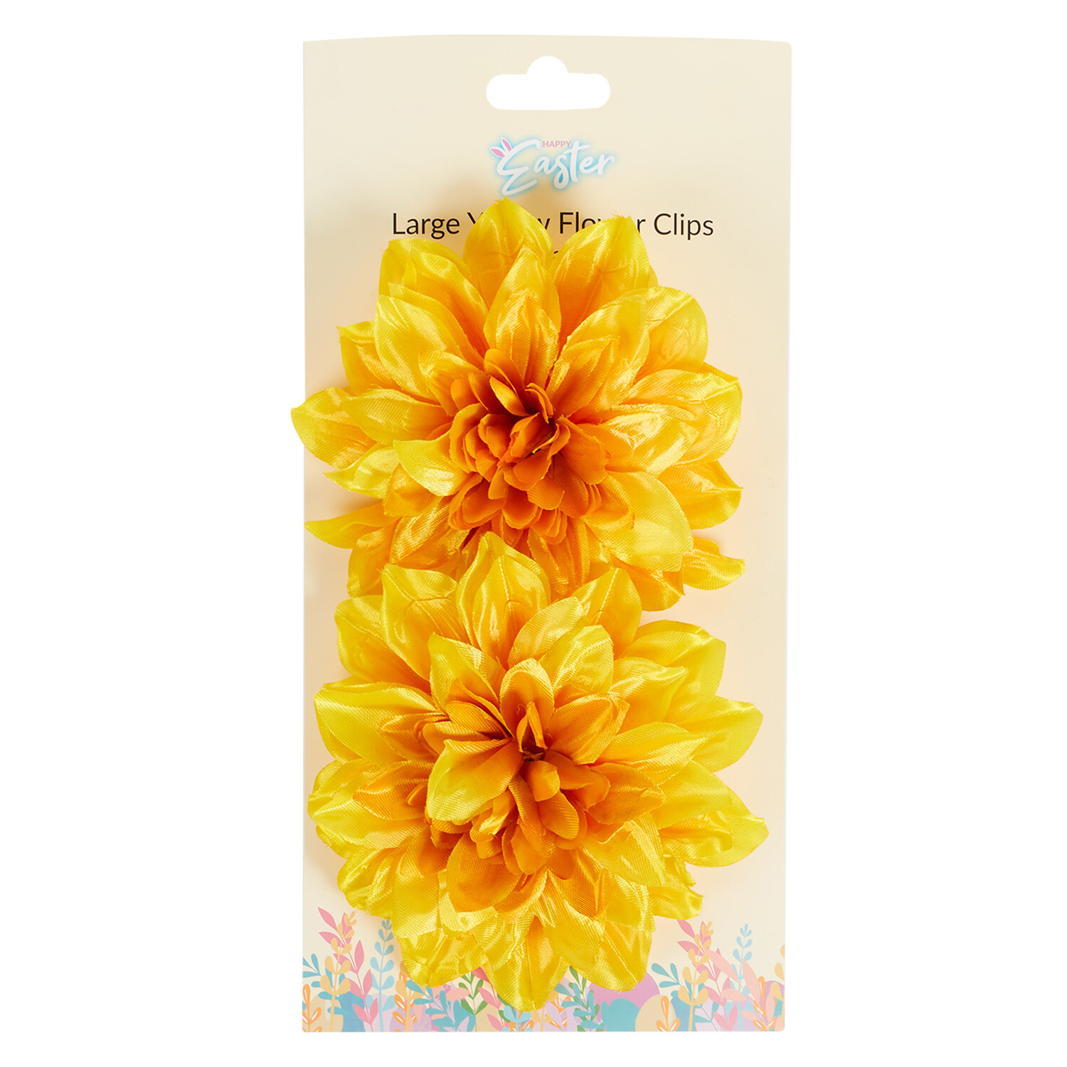 Pack of 2 Large Flower Clips - Yellow Image 1