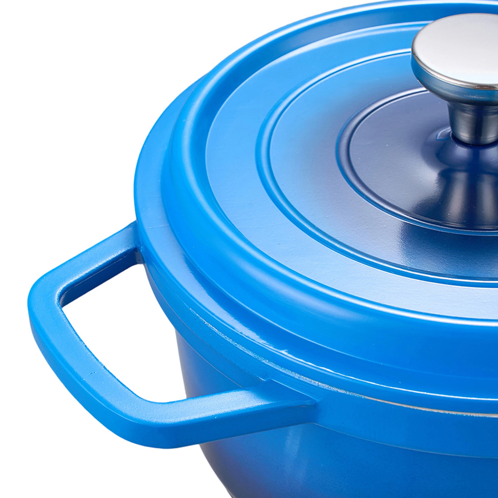 Living and Home 4.75L Blue Non-Stick Cast Aluminium Enamelled Cooking Pot with Lid Image 4
