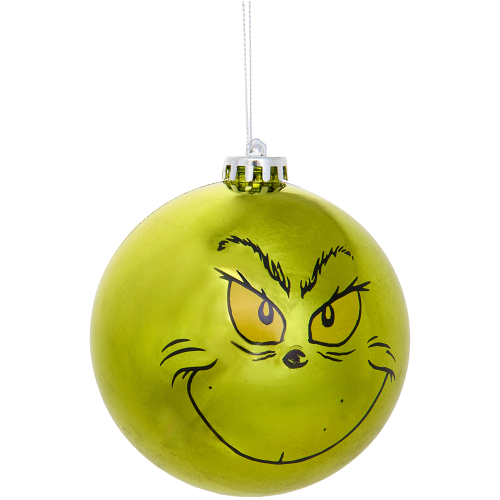 Pack of 3 Grinch Face Baubles Green Image 2