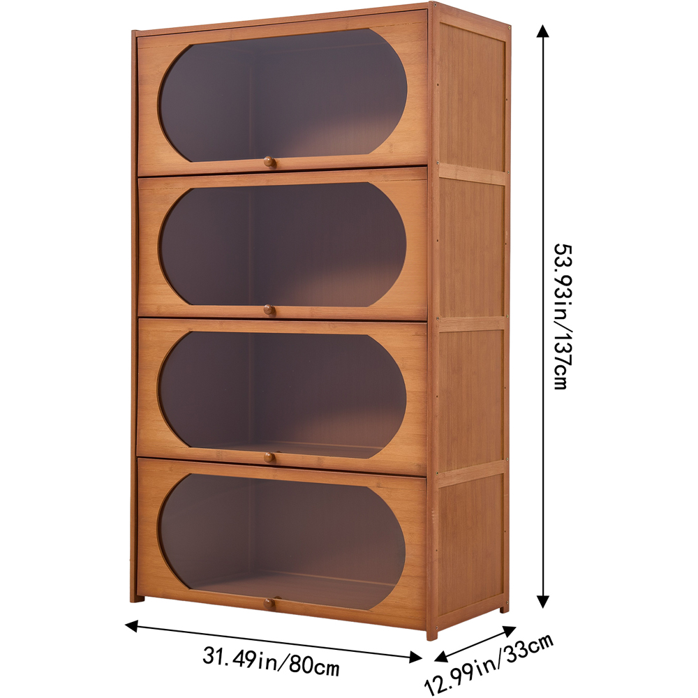 Living and Home 4 Acrylic Door Brown Bamboo Bookcase Image 9