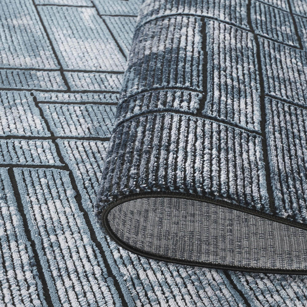 Desire Rugs Belgravia Metallic Sheen Modern Cobble Design Navy Rug 120 x 170cm Image 4