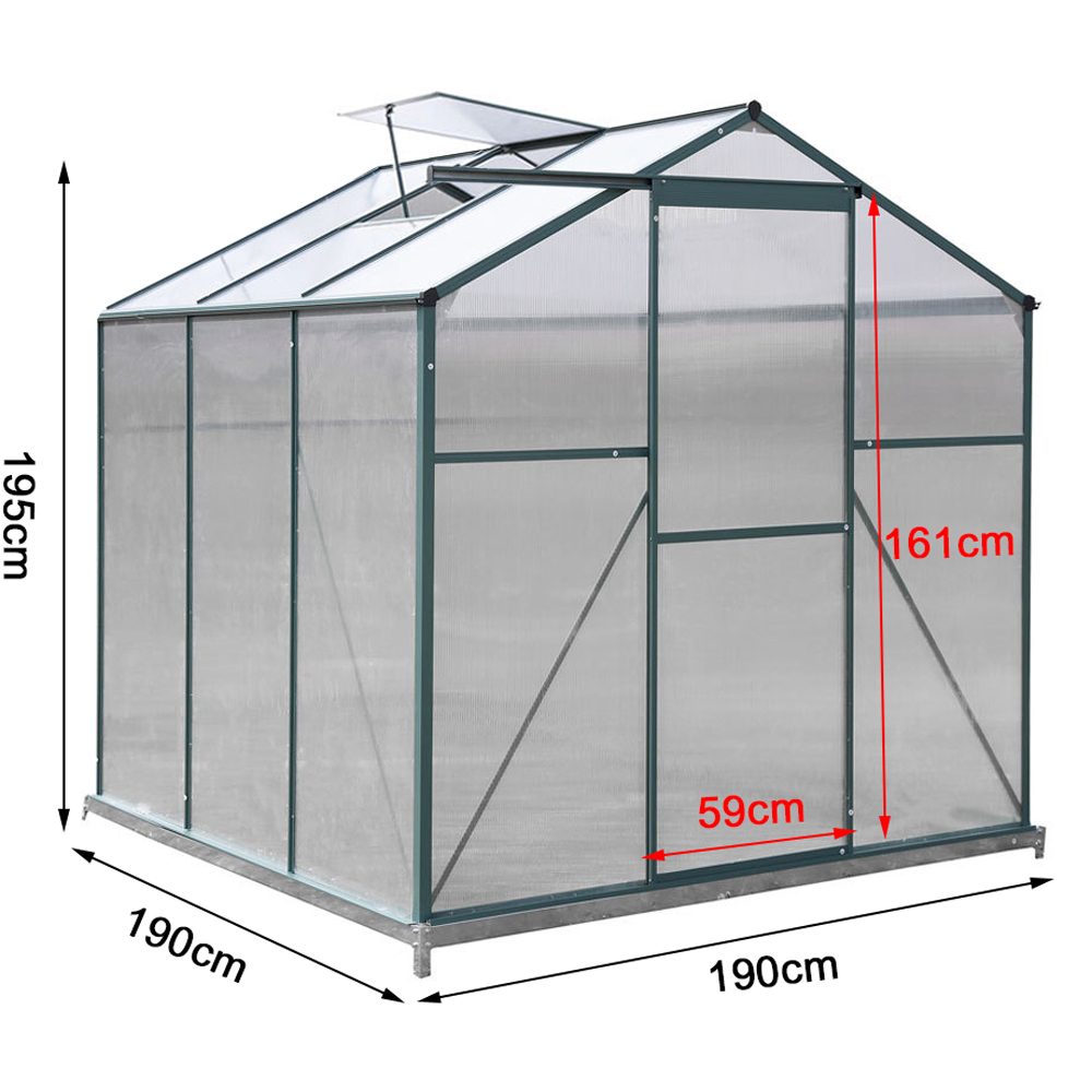 Living and Home Aluminium Frame 6 x 6ft Greenhouse with Base Image 7