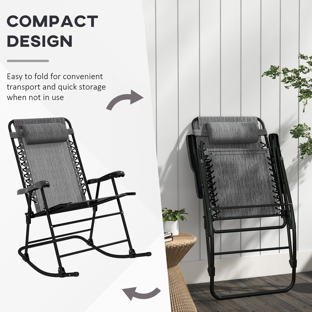 Outsunny Grey Zero Gravity Folding Rocking Chair Image 4