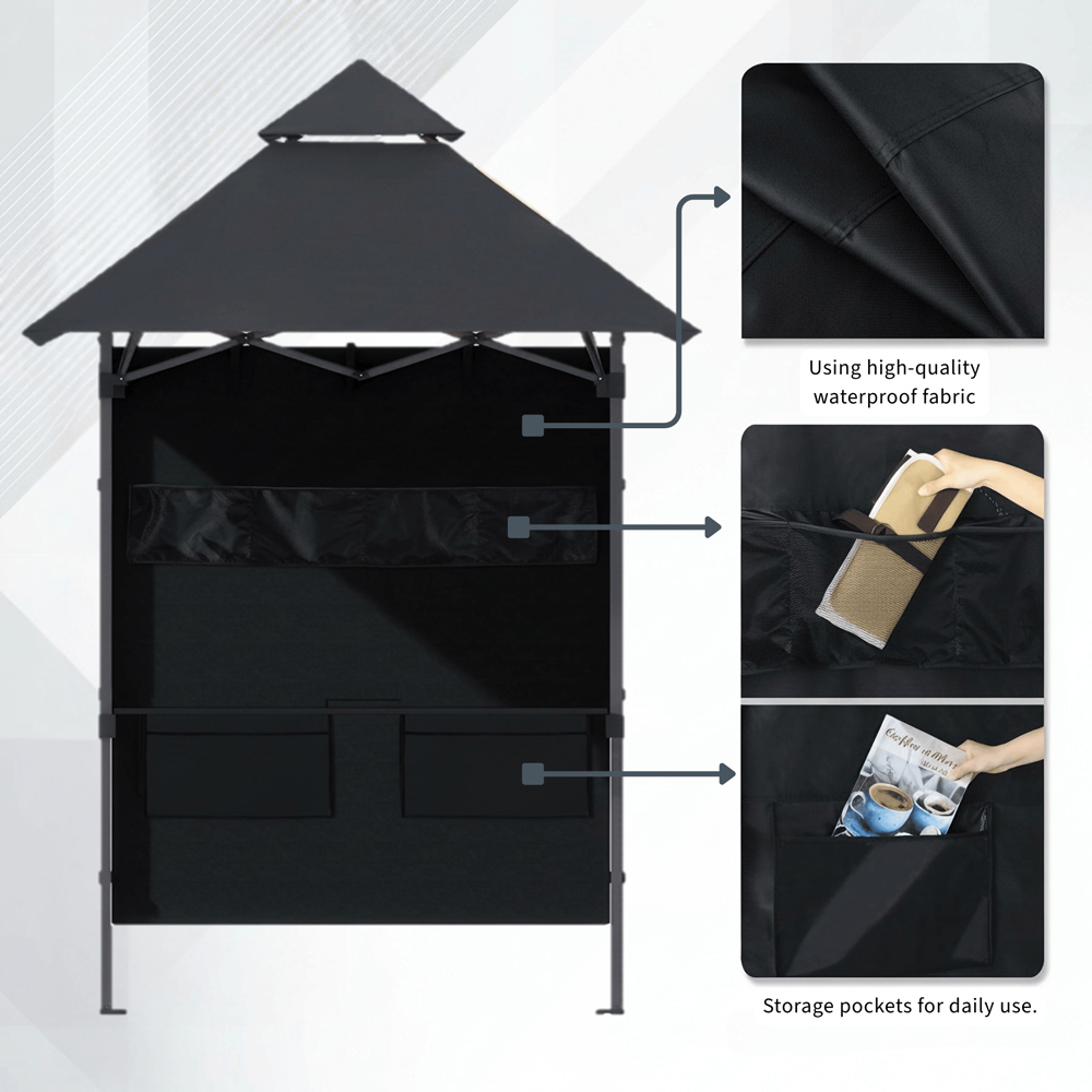Home Source Verano 2.5 x 1.6m Black Folding BBQ Gazebo with Accessories Image 7