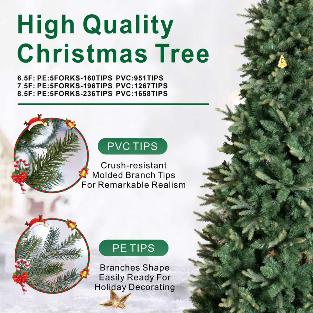 Abrihome Slim Artificial Christmas Tree with 1463 Mixed Tips 7.5ft Image 6