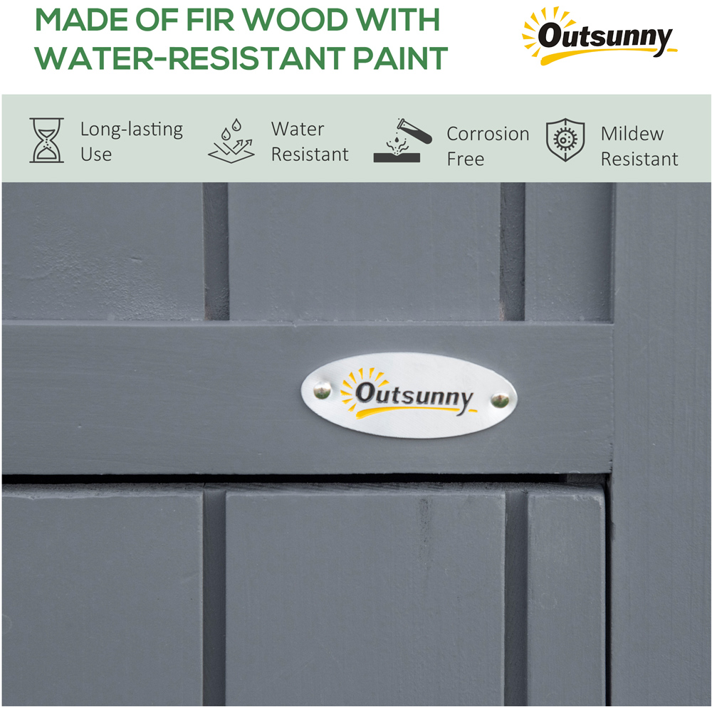 Outsunny 4.2 x 6ft Grey Garden Storage Shed with Tilted Roof Image 6