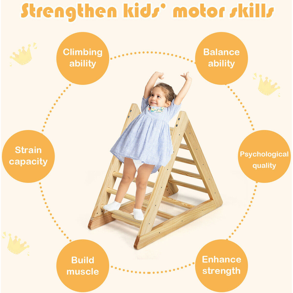 Costway Kids Wooden Climbing Ladder Image 7