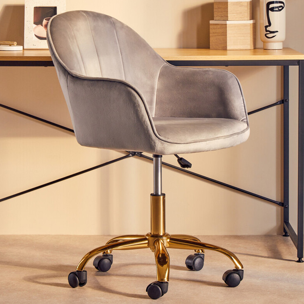 Interiors by Premier Brent Grey and Gold Swivel Office Chair Image 1