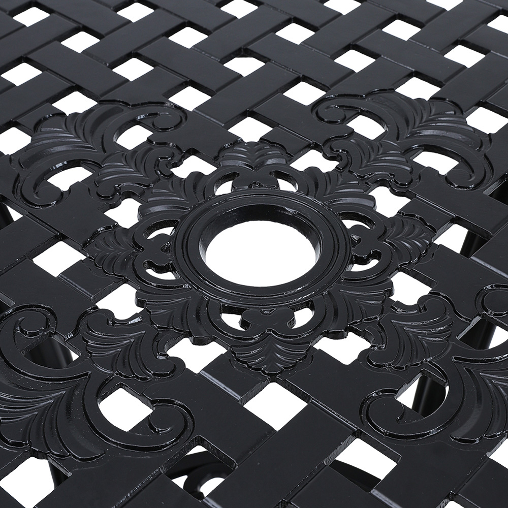 Living and Home Cast Aluminium Round Bistro Table with Parasol Hole Image 4