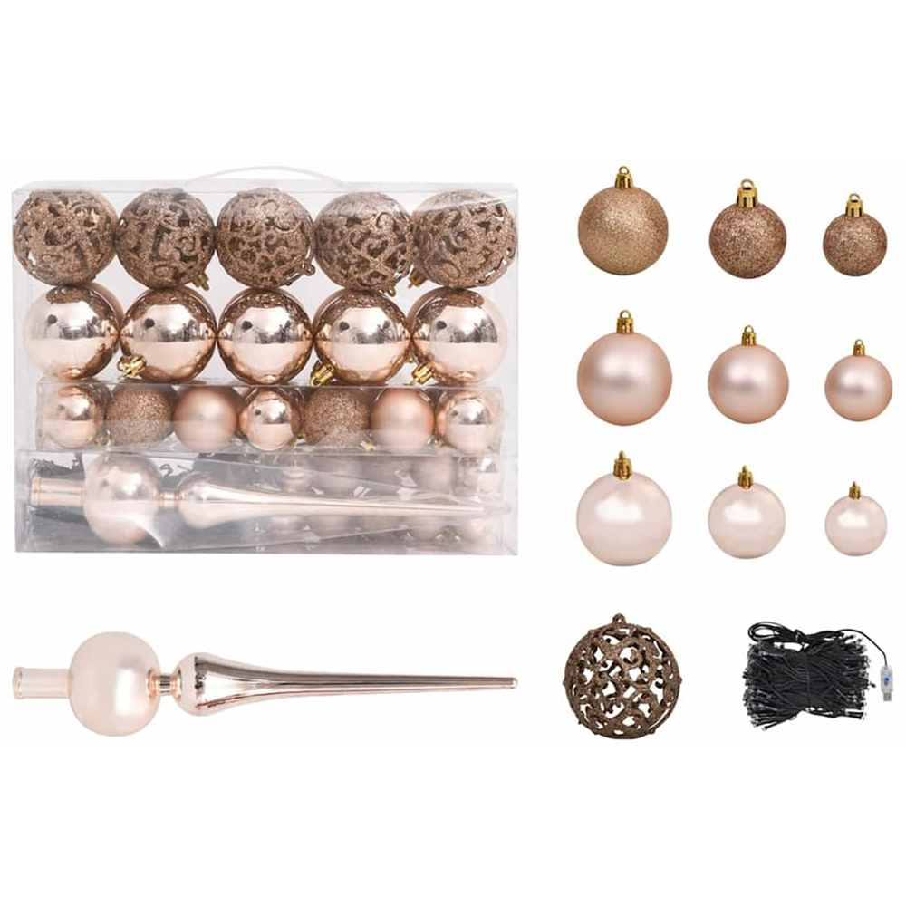 vidaXL White Artificial Christmas Tree with LEDs Rose Gold Decoration Ornaments 5ft Image 3