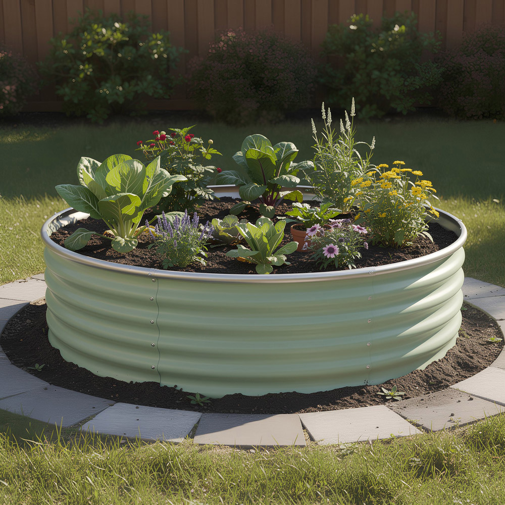 Harbour Housewares Green Round Galvanised Steel Raised Garden Bed 90 x 45cm Image 4
