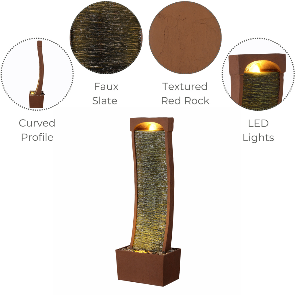 Teamson Home Red Rock Curved Textured Waterfall Outdoor Fountain 38.5 inch Image 3