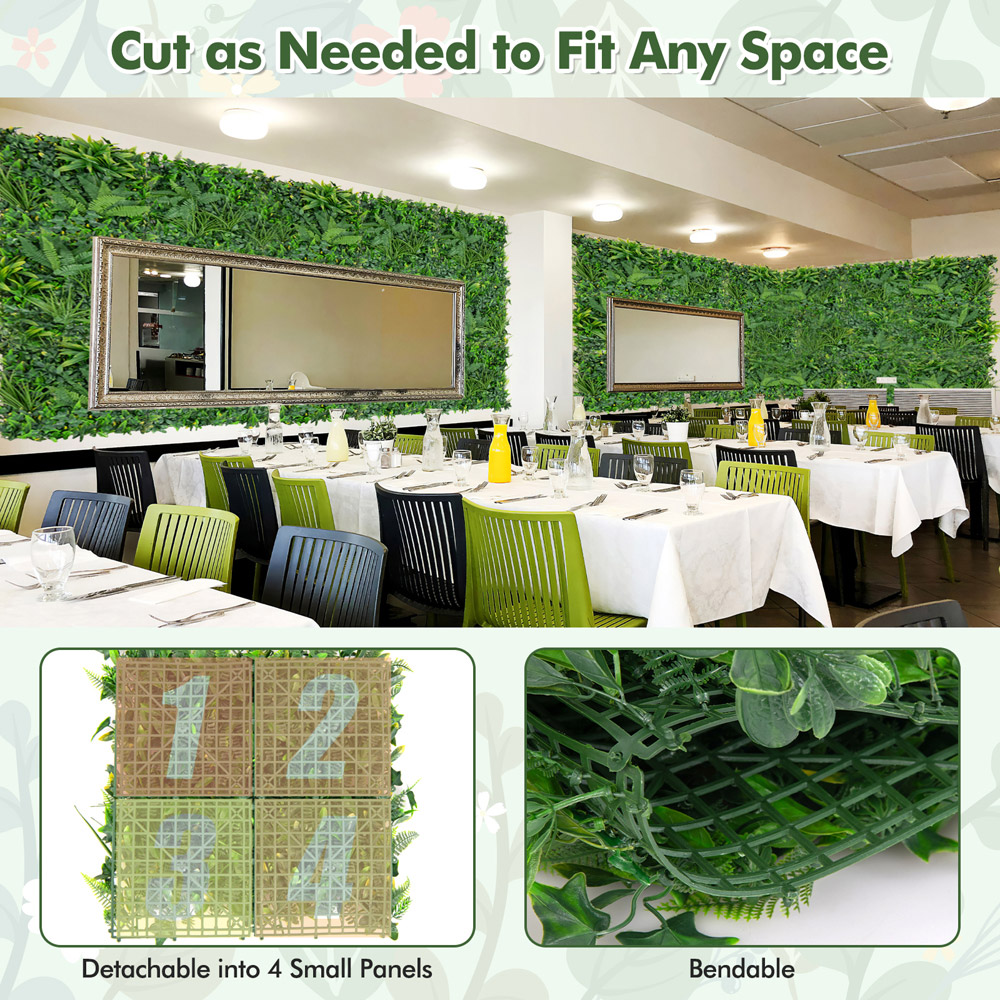 Costway 1.6 x 1.6ft Artificial Boxwood Hedge Panels 4 Pack Image 4
