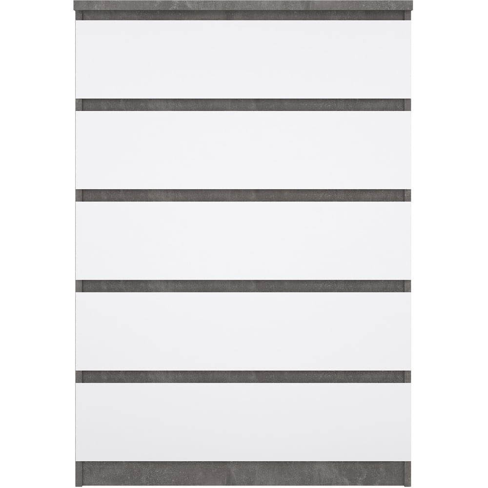 Florence 5 Drawer Concrete and White High Gloss Chest of Drawers Image 5