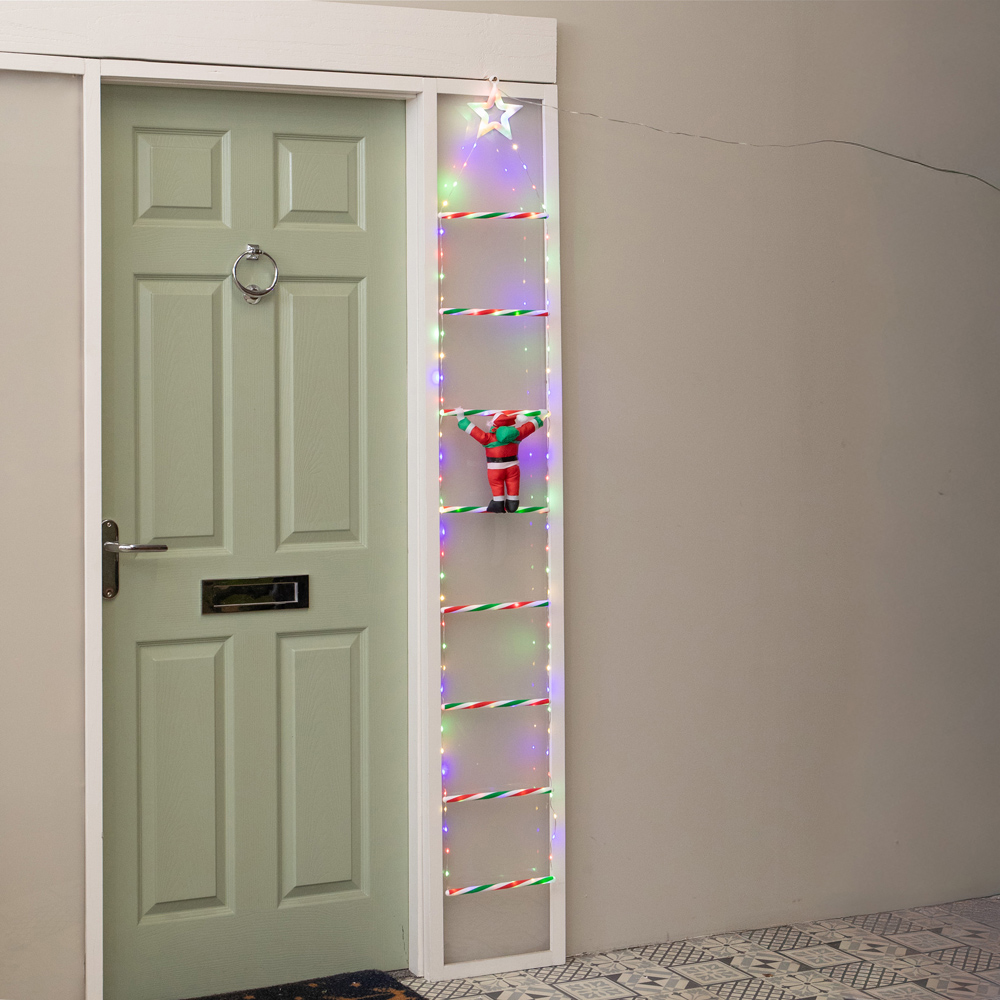 Samuel Alexander 124 Multicolour LED Light-Up Santa Climbing Ladder Christmas Decoration 1.92m Image 4