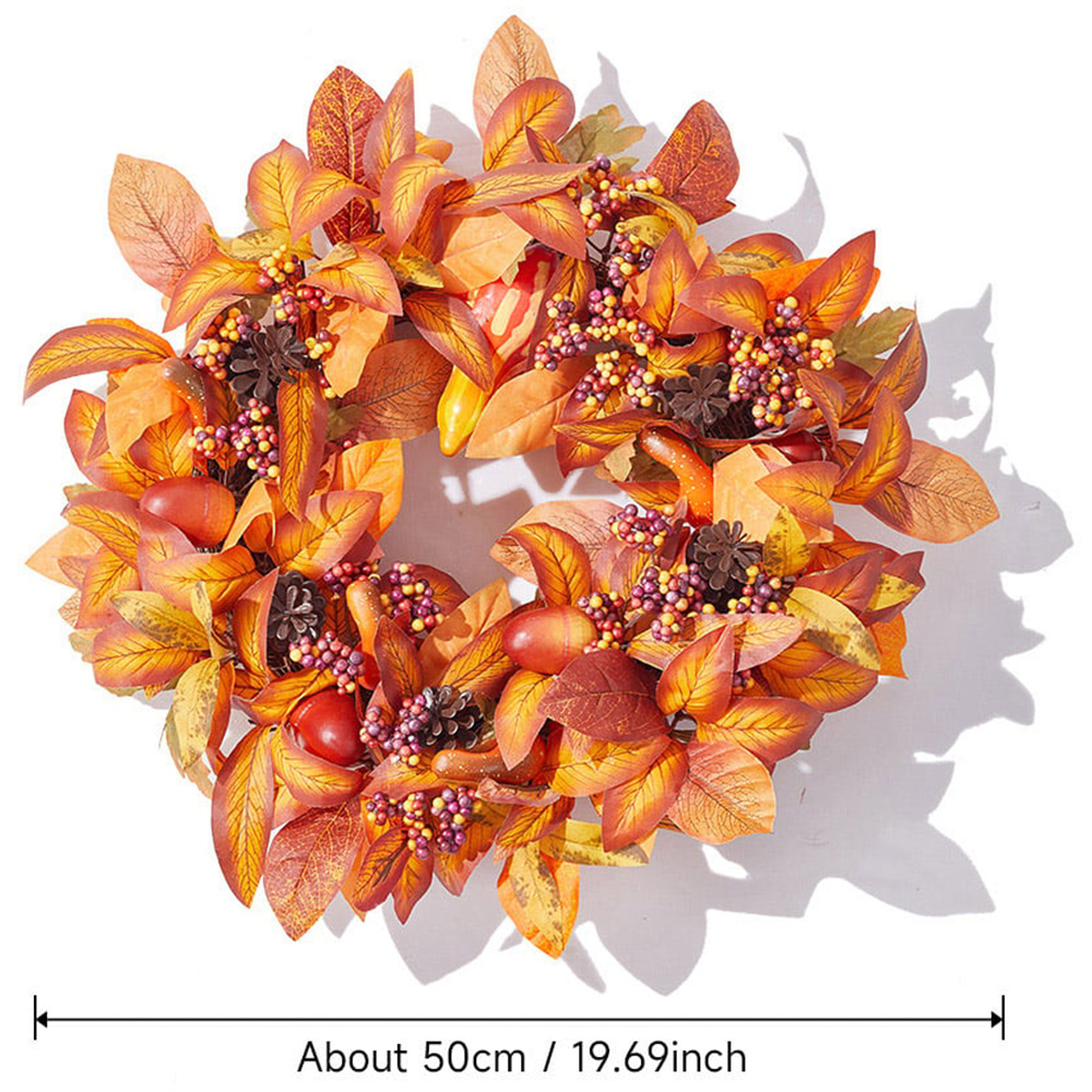 Living and Home Halloween Artificial Maple Leaf and Berry Wreath 50cm Image 8