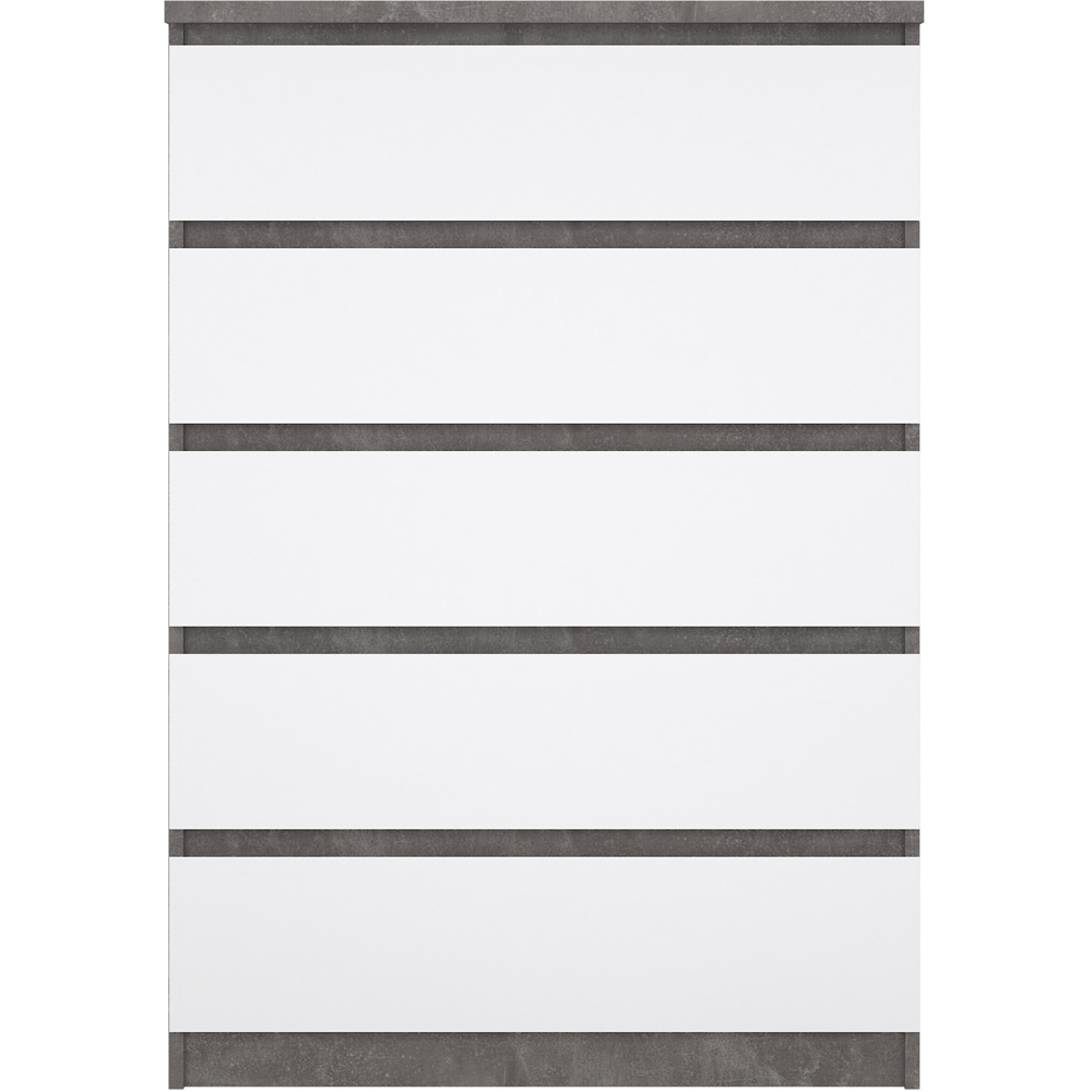 Florence 5 Drawer Concrete and White High Gloss Chest of Drawers Image 3