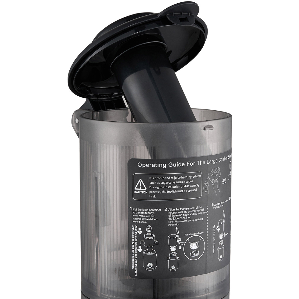 Komore EK090050 Black Slow Masticating Cold Press Juicer with 130mm Chute 200W Image 3