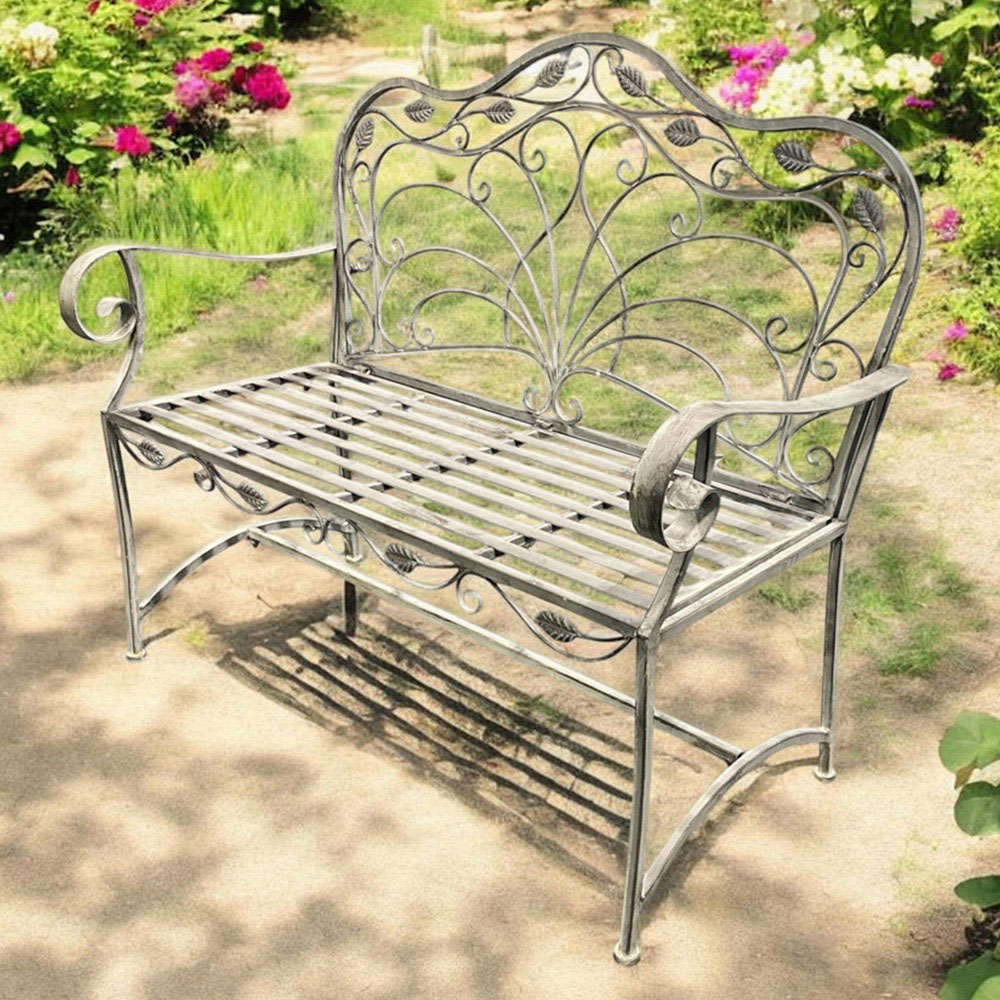 Acacia Home 2 Seater Stone Grey Garden Bench Image 1