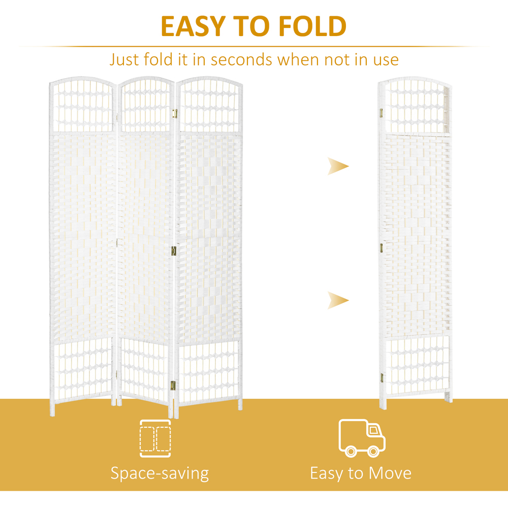 HOMCOM 3 Panel White Folding Freestanding Privacy Screen Image 3