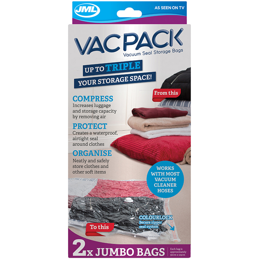 JML Vac Pack Jumbo Vacuum Seal Storage Bags 2 Pack Image 1