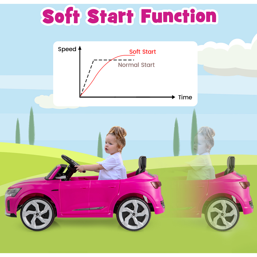 Costway Kids Pink Licensed Audi SQ8 Ride On Car with Remote Control and 4 Wheels Suspension 12V Image 5