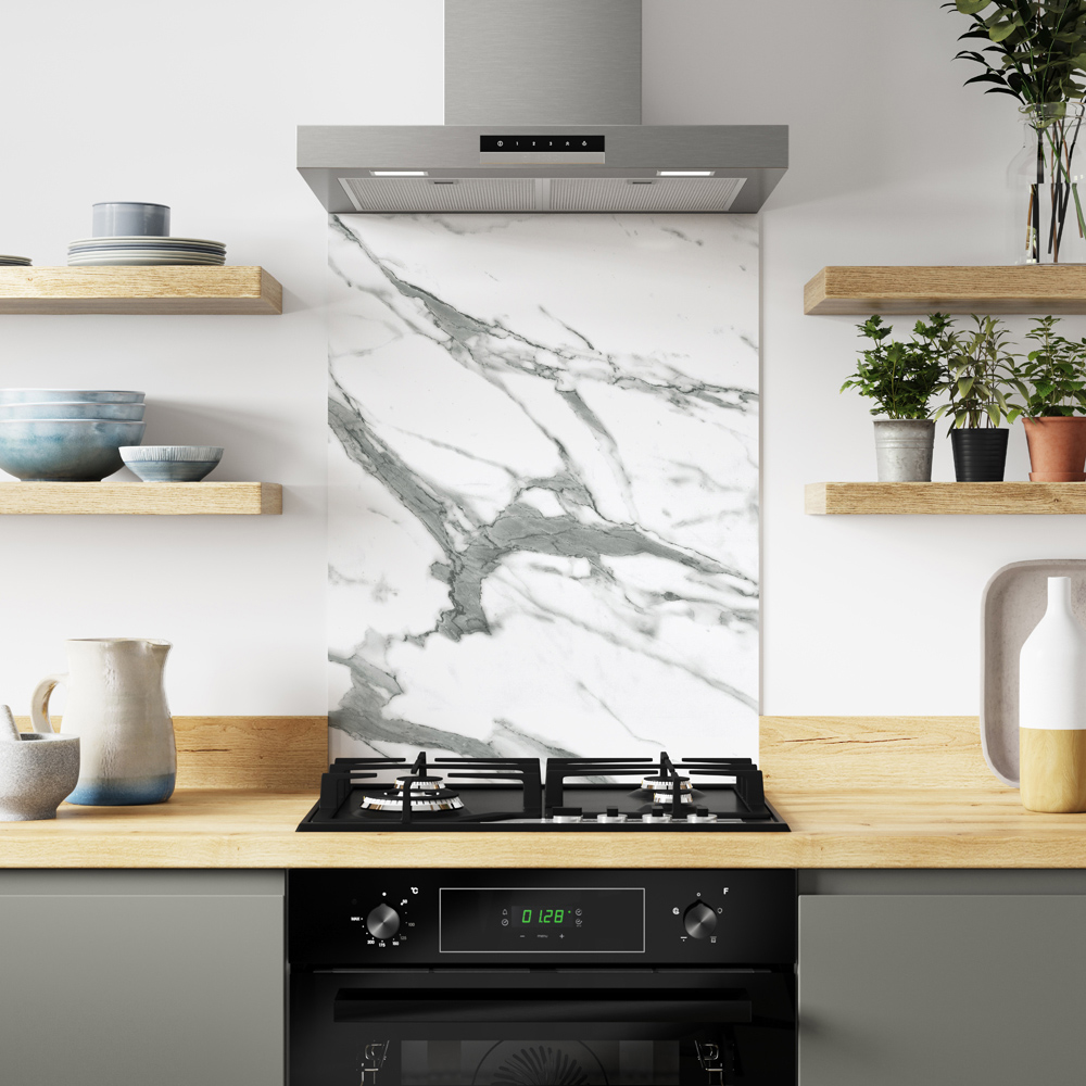 Alloy White Marble Kitchen Hob Splashback 600 x 800 x 4mm Image 2