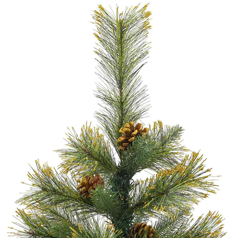 vidaXL Pre-Lit Black Baubles and Pinecones Green Artificial Christmas Tree 4ft Image 7