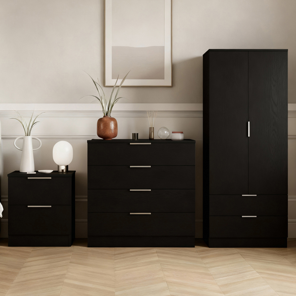 VIDA DESIGNS Trega Black 3 Piece Bedroom Furniture Set Image 1